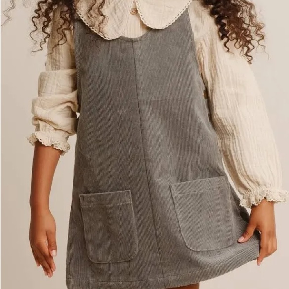 NWT Rylee + Cru Odette Gray Corduroy Pinafore Dress
